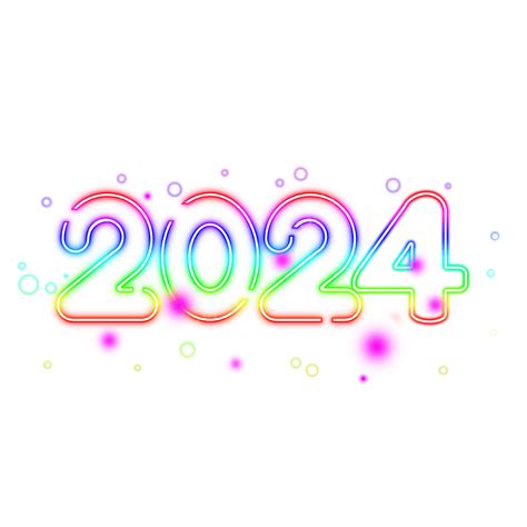 2024 White Transparent 2024 Color Creative Neon Tags Color 2024 Glow