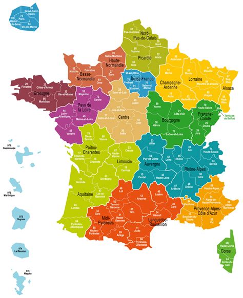 La france compte 18 régions au total : Fonds de cartes des régions et Quiz