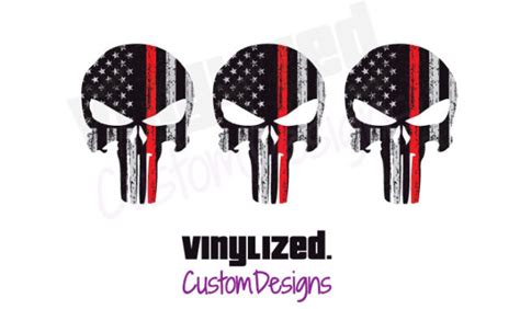 Firefighter Punisher Skull American Flag Decal Tactical Usa Vinyl Thin