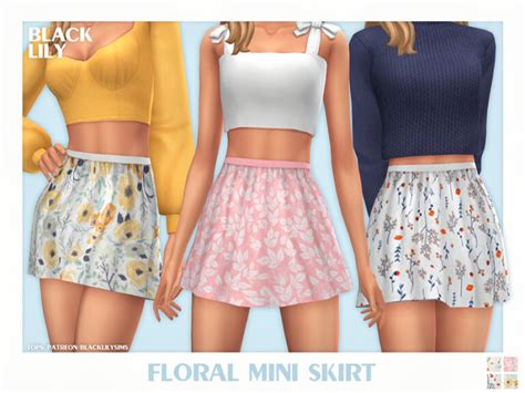 Floral Mini Skirt By Black Lily At Tsr Sims 4 Updates