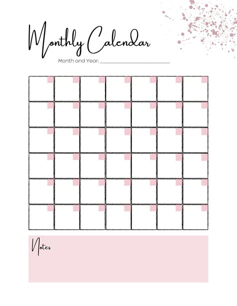 Printable Blush Pink Monthly Calendar Fillable Calendar Etsy