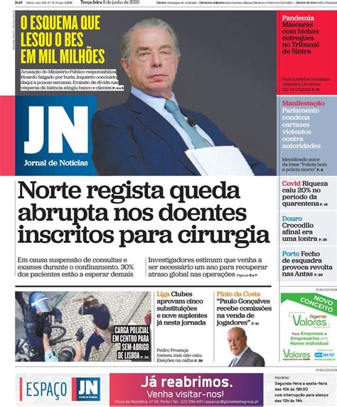 Capa Jornal De Notícias 9 Junho 2020 Capasjornaispt