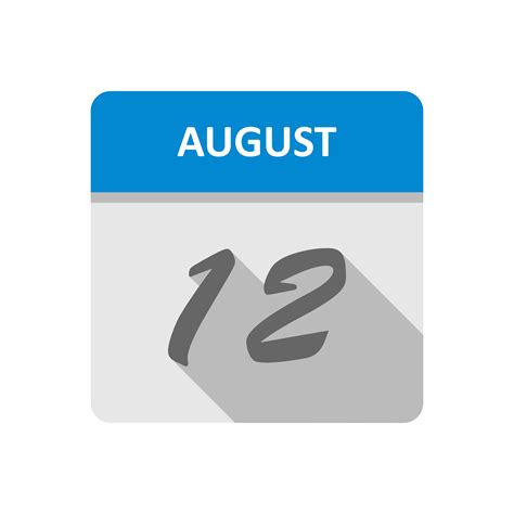 August 12th Date On A Single Day Calendar 506434 Vector Art At Vecteezy