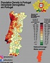 Portugal population map - Population map of Portugal (Southern Europe ...
