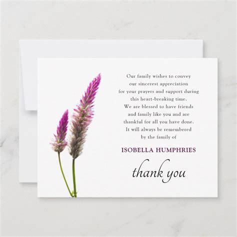 Minimal Purple Flower Funeral Thank You Zazzle Funeral Thank You