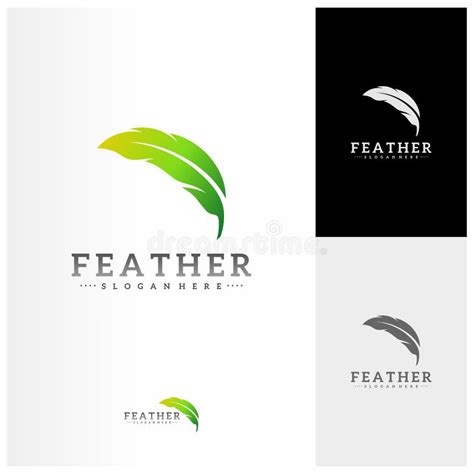 Feather Logo Design Vector Template Simple Feather Logo Concepts Stock