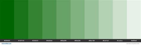 The greatest inspiration for shades of green comes from nature, as evidenced by the names given to many of these colors. Tints of Dark Green #006400 hex color | Hex colors, Tints ...