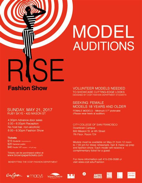 modeling in san francisco for city college s 16th annual spring fashion show auditions free