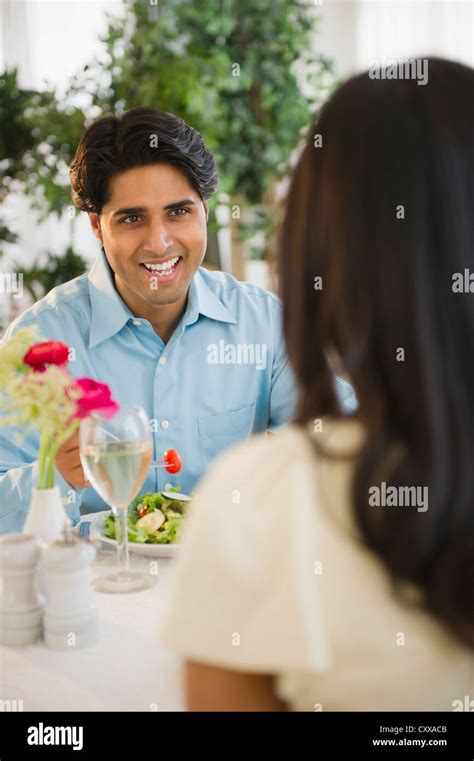 Mixed Race Couple Dining Together Stock Photo Alamy