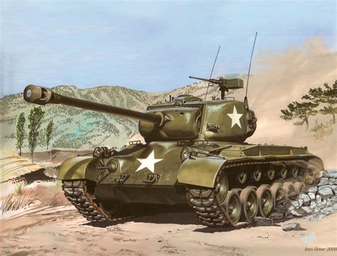 Photo Tank M26 Pershing Painting Art Army 2184x1659