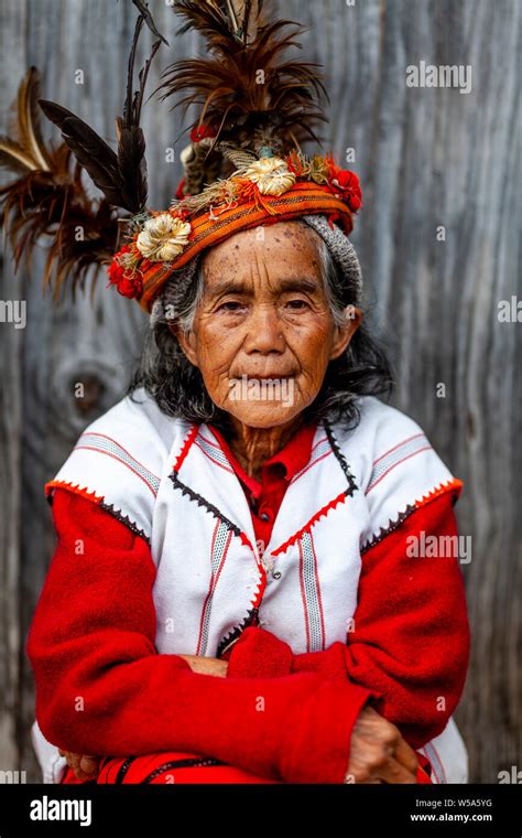 Portrait Old Filipino Woman Of Ifugao Mountain Tribes In National Dress