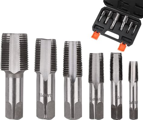 Horusdy 6 Piece Npt Pipe Tap Set Sizes Includes 18 14 38 12