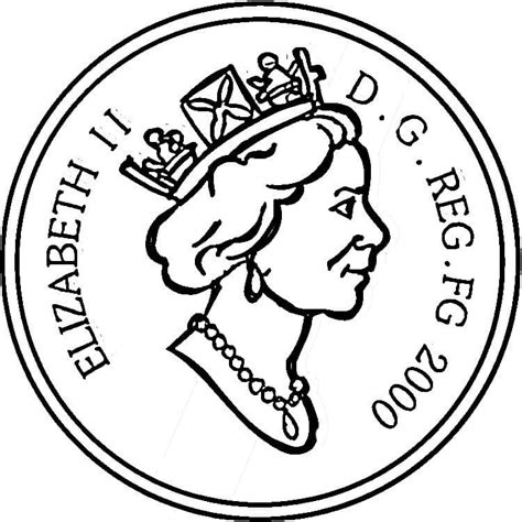 Coin With Elizabeth Ii Coloring Page Free Printable Coloring Pages