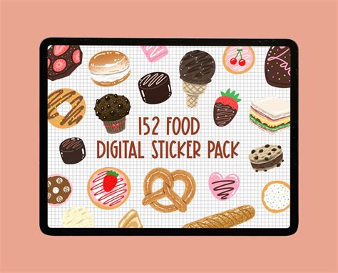 152 Food Digital Sticker Pack Sticker Bundle Cute Food Etsy