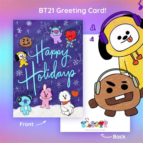 Bts Bt21 Holiday Card Happy Holidays Instant Download Etsy