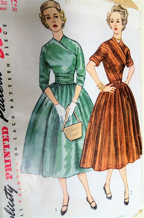 Beautiful 1950s Surplice Dress Pattern Simplicity 4094 Day Or Party