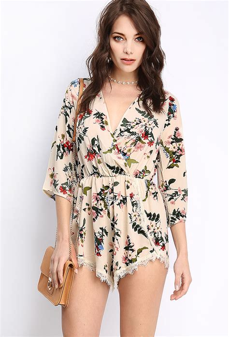 Floral Pattern Romper Shop Old Jumpsuit And Romper At Papaya Clothing
