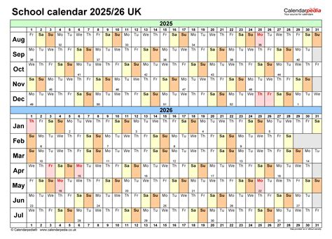School Calendars 202526 Uk Free Printable Pdf Templates