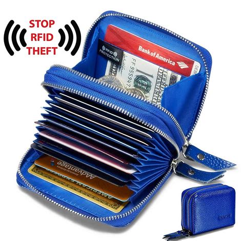 Rfid Blocking Genuine Black Leather Credit Card Holder Wallet Purse 22