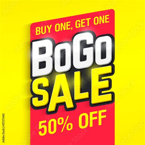 Bogo Sale Buy One Get One 50 Off Banner Design Template 이 스톡 벡터 구입