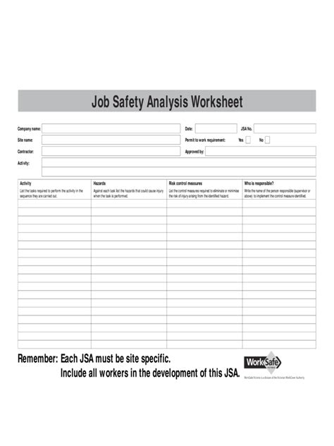 Job Safety Analysis Worksheet Worksheeto Com My Xxx Hot Girl