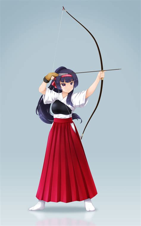 safebooru 1girl absurdres archery arrow projectile bangs black hair bow weapon brown