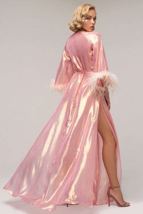 Leather And Lace Pink Silk Robe Night Gown Silk Nightgown