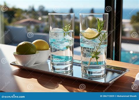 Refreshing Oasis Two Glasses, Each Holding Clean, Thirst Quenching