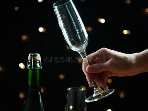 Hands Of Woman Holding Glasses Of Champagne And Celebrate Christmas Stock Image Image Of Happy