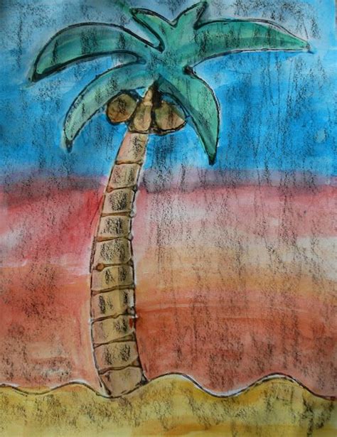 A Faithful Attempt Mixed Media Palm Trees Watercolor Resist