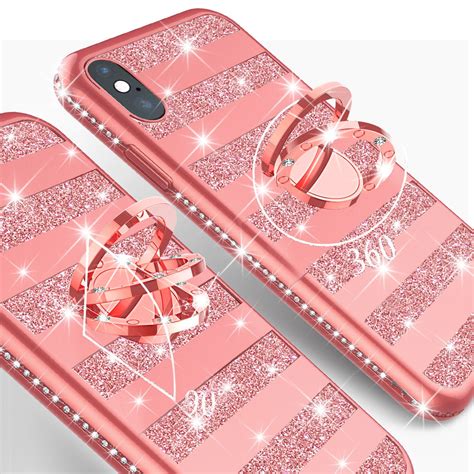 Glitter Cute Phone Case Girls Kickstand Compatible For Apple Iphone Xs