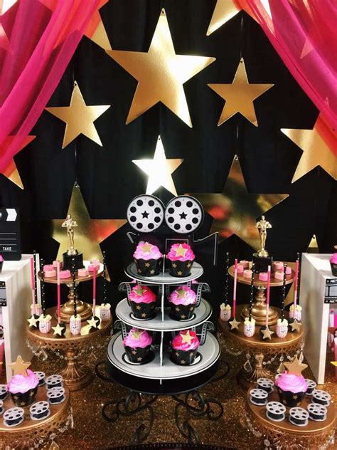 Featuring the glitz and glam of classic hollywood with designs such as clapboards, old cameras, film reels, black and white patterns, and celebrity icons, these party supplies are perfect for your hollywood party, movie night, or vip celebration. Hollywood Theme Birthday Party Ideas | Photo 2 of 8 ...