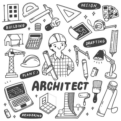 Set Of Architect Equipment Doodles Vector Premium Download