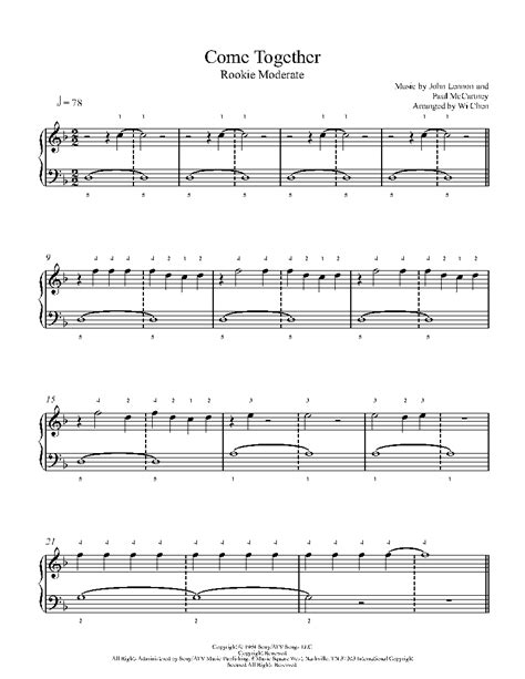 Come Together By The Beatles Sheet Music And Lesson Rookie Level