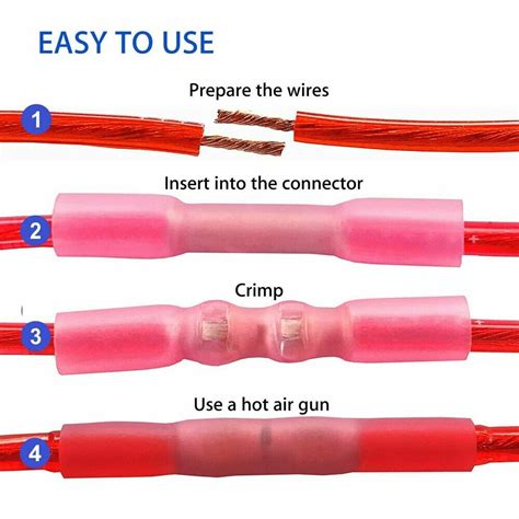 500pcs Red 18 22awg Wire Butt Connectors Heat Shrink Waterproof Splice