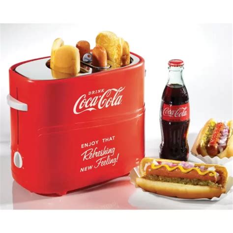 Nostalgia Retro Series 2 Slice Coca Cola Long Slot Hot Dog And Bun