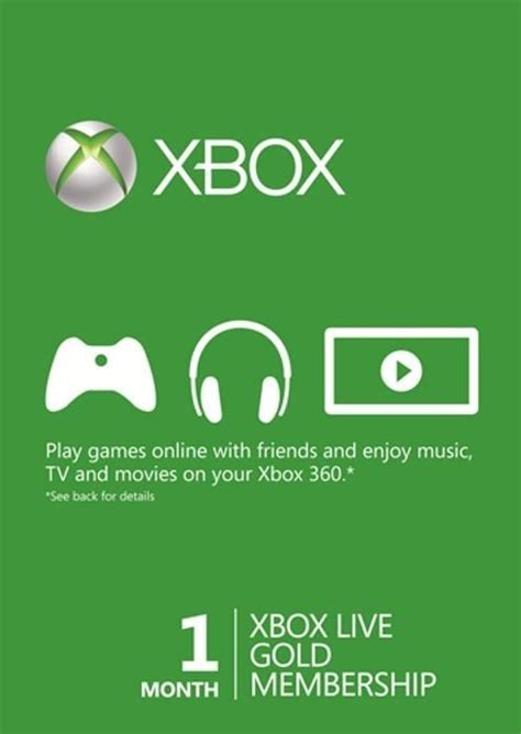 1 Month Xbox Live Gold Membership Xbox Onexbox 360 Cdkeys