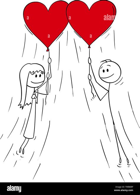 Vector Cartoon Stick Figure Drawing Conceptual Illustration Of Heterosexual Couple Of Man And