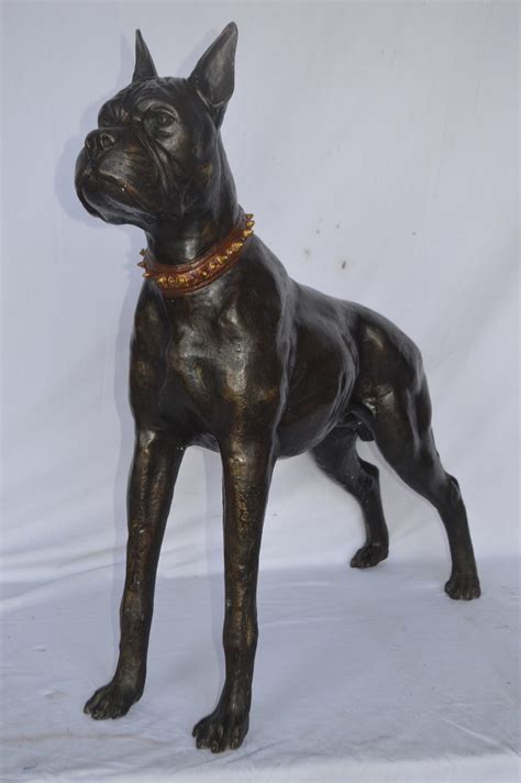 Boxer Dog Bronze Statue Size 35l X 10w X 36h Nifao