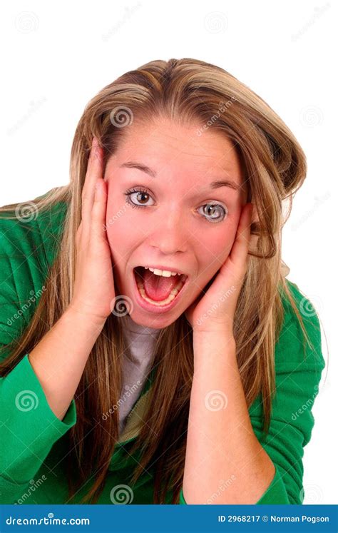 Shocked Young Woman Stock Image Image Of Pulling Blond 2968217