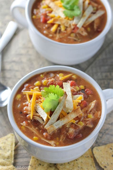 Light Creamy Chicken Tortilla Soup Baked In Az