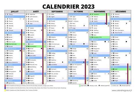 Calendrier De 2023 à Imprimer Avec Vacances Scolaires