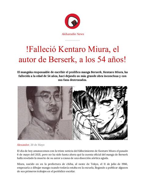 Calaméo ¡falleció Kentaro Miura El Creador De Berserk A Los 54 Años