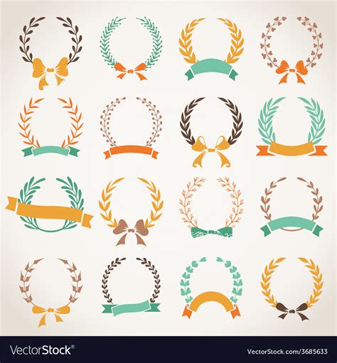 Download Vintage set of laurel wreaths Royalty Free Vector Image