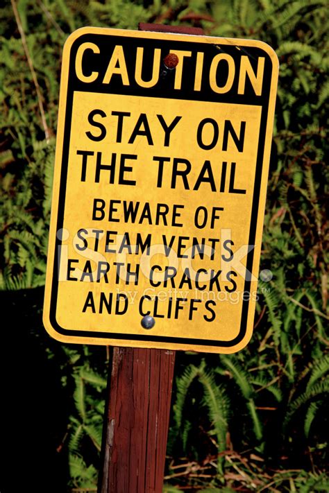 Warning Sign Near Volcano Stock Photos