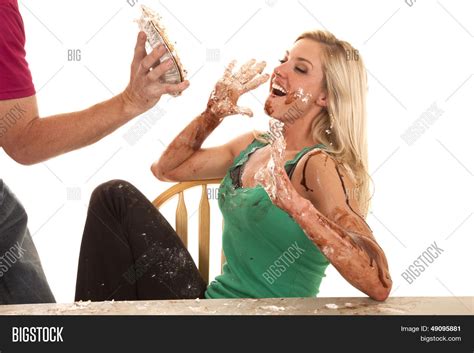 Woman Getting Pie Face Image And Photo Free Trial Bigstock