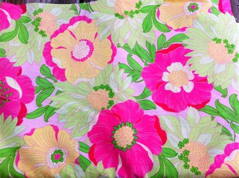 Floral Fabric Pink Green And Yellow Flowers By Allisonkapner