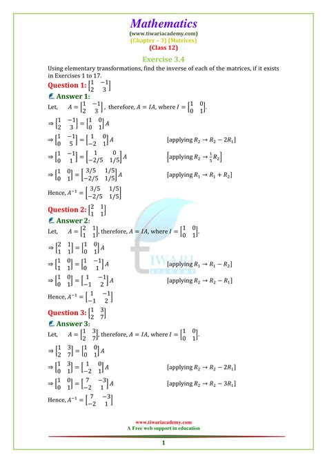 Download latest questions with multiple choice answers for class 5 mathematics in pdf free or read online in online reader free. NCERT Solutions for Class 12 Maths Chapter 3 Exercise 3.4 ...