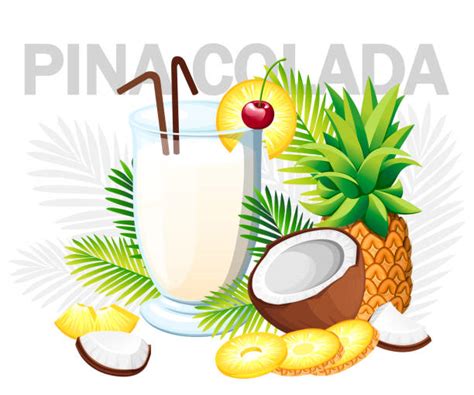 Royalty Free Coconut Pina Colada On The Beach Clip Art Vector Images