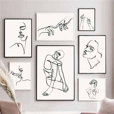 Body Line Drawing Abstract Painting Wall Art Canvas Painting Black